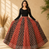 Aabha Black & Maroon Ajrakh Print Skirt