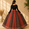 Aabha Black & Maroon Ajrakh Print Skirt