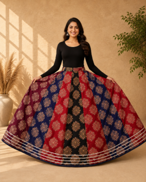 40000025 (1) Chandrika Multicolour Ajrakh Print Skirt