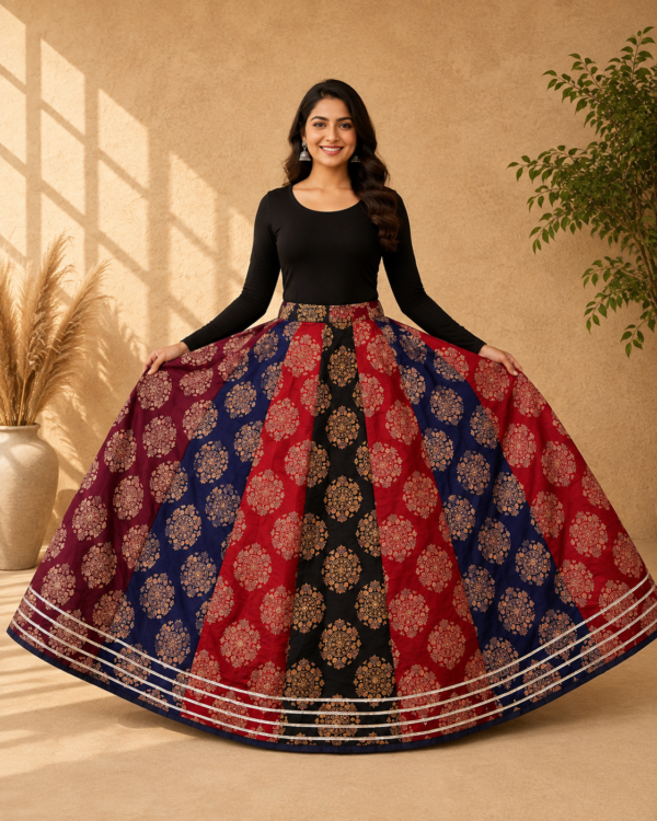 Chandrika Multicolour Ajrakh Print Skirt