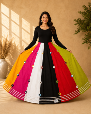 40000026 (1) Aaravya Multicolour Mirror Work Skirt