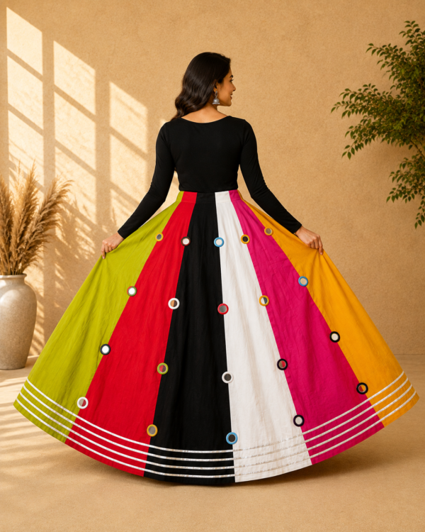 Aaravya Multicolour Mirror Work Skirt