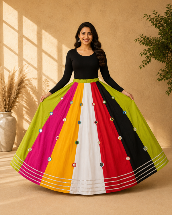 Aarohi Multicolour Mirror Work Skirt