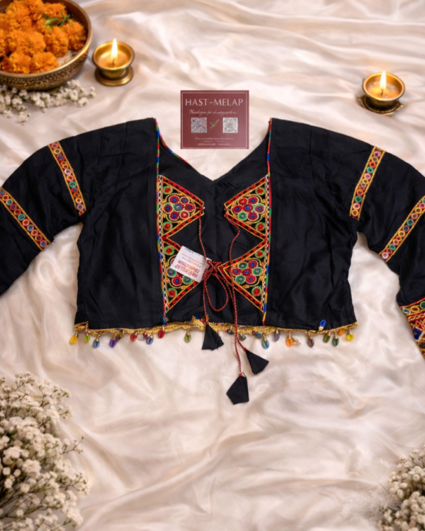 Cotton Kutchi Embroidery Multicolor Mirror Work Blouse