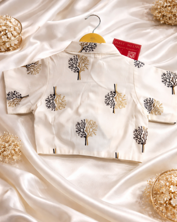 Slub Cotton V-Neck Collar Style Blouse