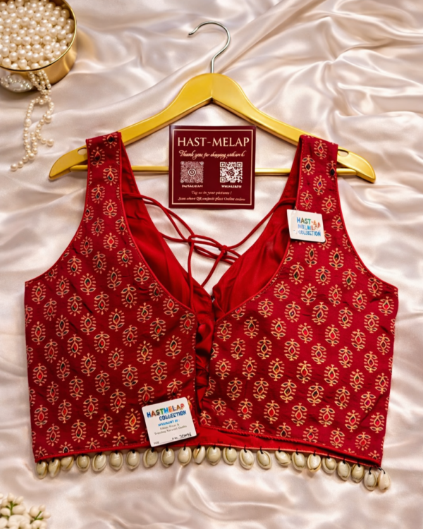 Cotton Ajrakh Cowrie Kodi Blouse