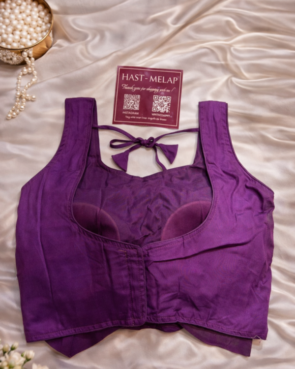 Rayon Cotton Purple Mirror Work Blouse
