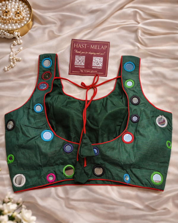 Heavy Fantom Silk Aabla Mirror Work Blouse