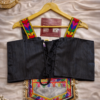 Black Satin Kutchi Gamthi Mirror Work Blouse