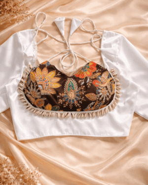 Heavy Mushroo Silk Embroidered Corset Blouse