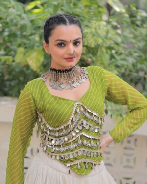 IMG-20260228-WA0002 Faux Georgette Leheriya Mirror Lace Blouse