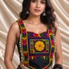 Black Satin Kutchi Gamthi Mirror Work Blouse
