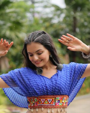 IMG-20260402-WA0113 Faux Georgette Leheriya Blouse with Kutchi Patchwork